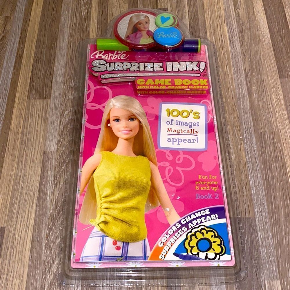 Barbie Surprise Ink Game Book - Mazes, Word Search, Hide & Seek, Scatter nwt